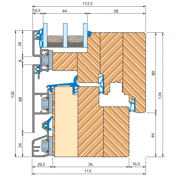 ECO Plano wood-aluminium window detail drawing