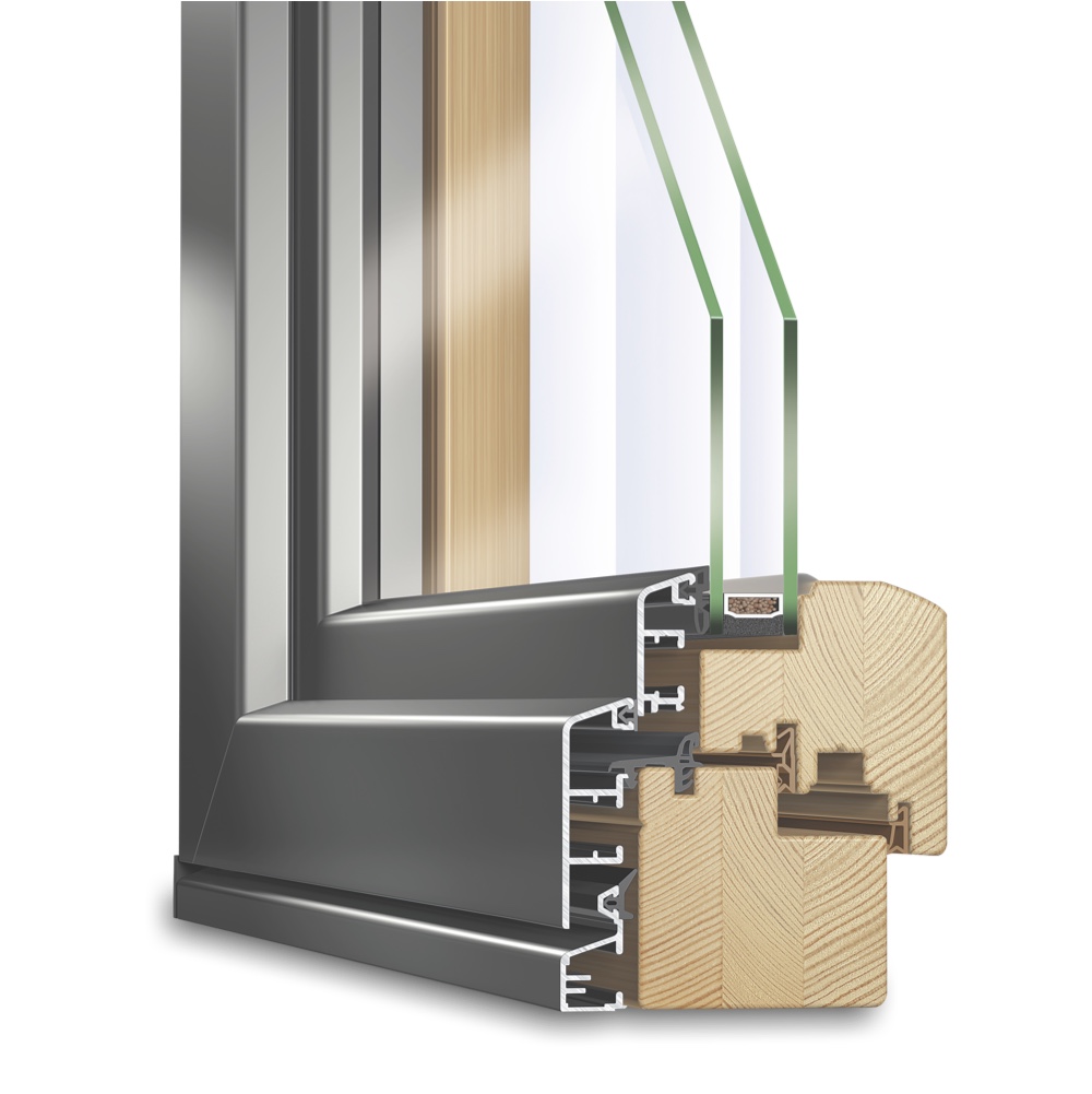 Wood-aluminium window IDEALU Classicline IV 68
