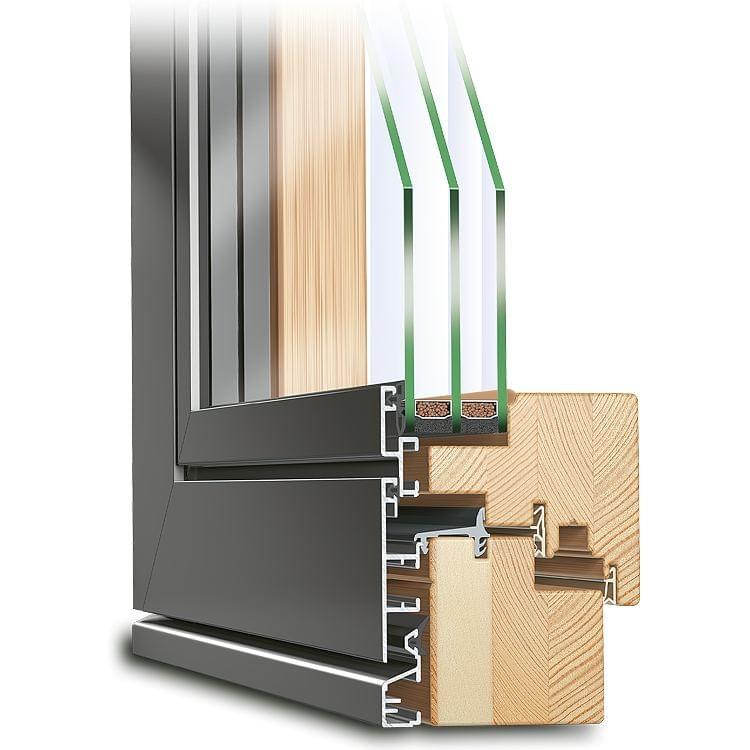 ECO Plano wood-aluminium window profile section