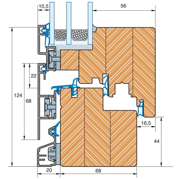 Cut wood-alu profile