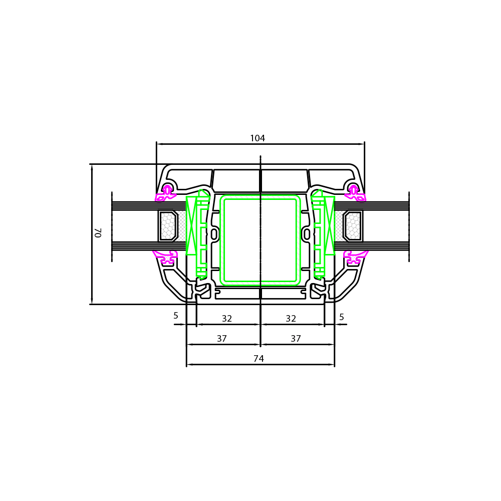 Glass partitioning bar 104 mm