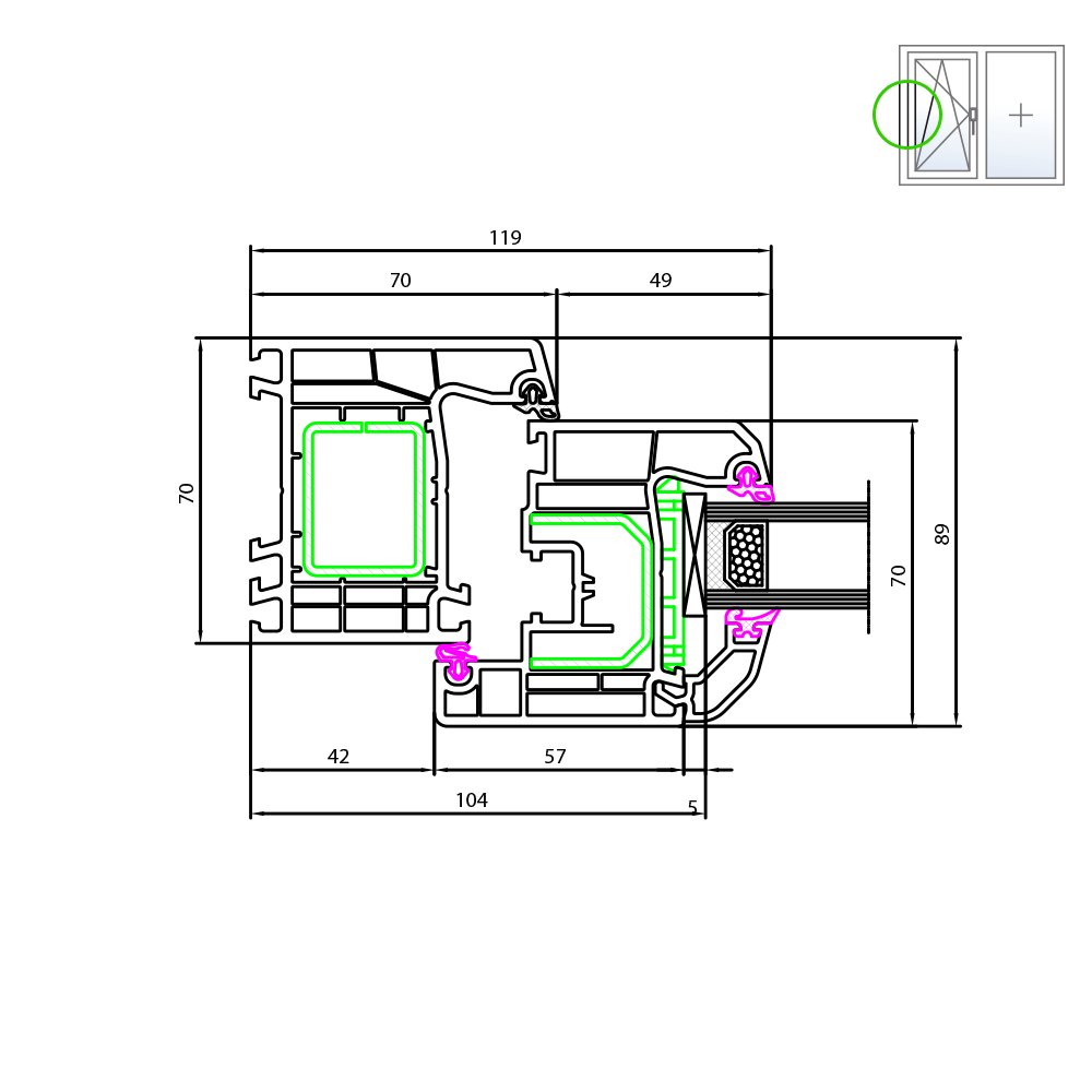 IDEAL 4000 window frame and sash