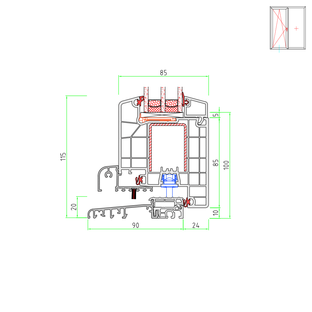 Ideal 8000 patio door with flat threshold (barrier-free)