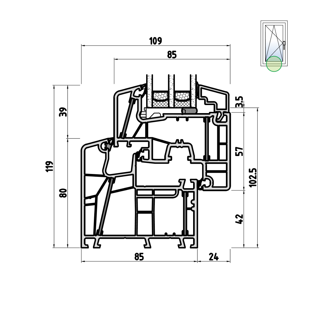 energeto 8000 frame and casement