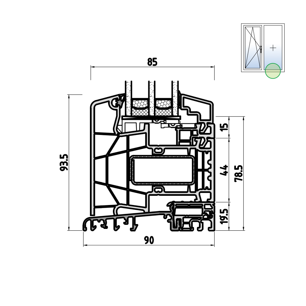 energeto 8000 French door with a threshold