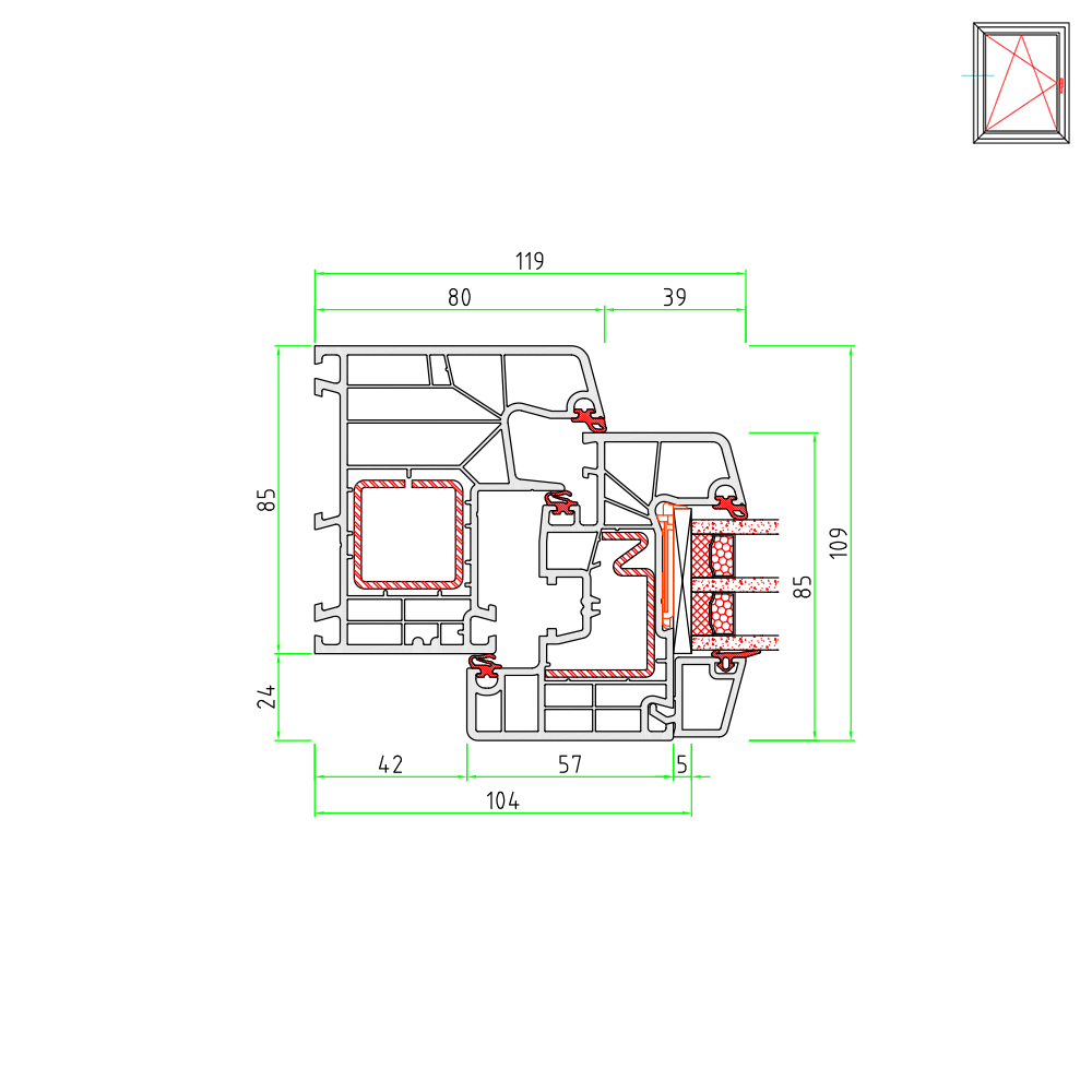 Ideal 8000 frame and casement