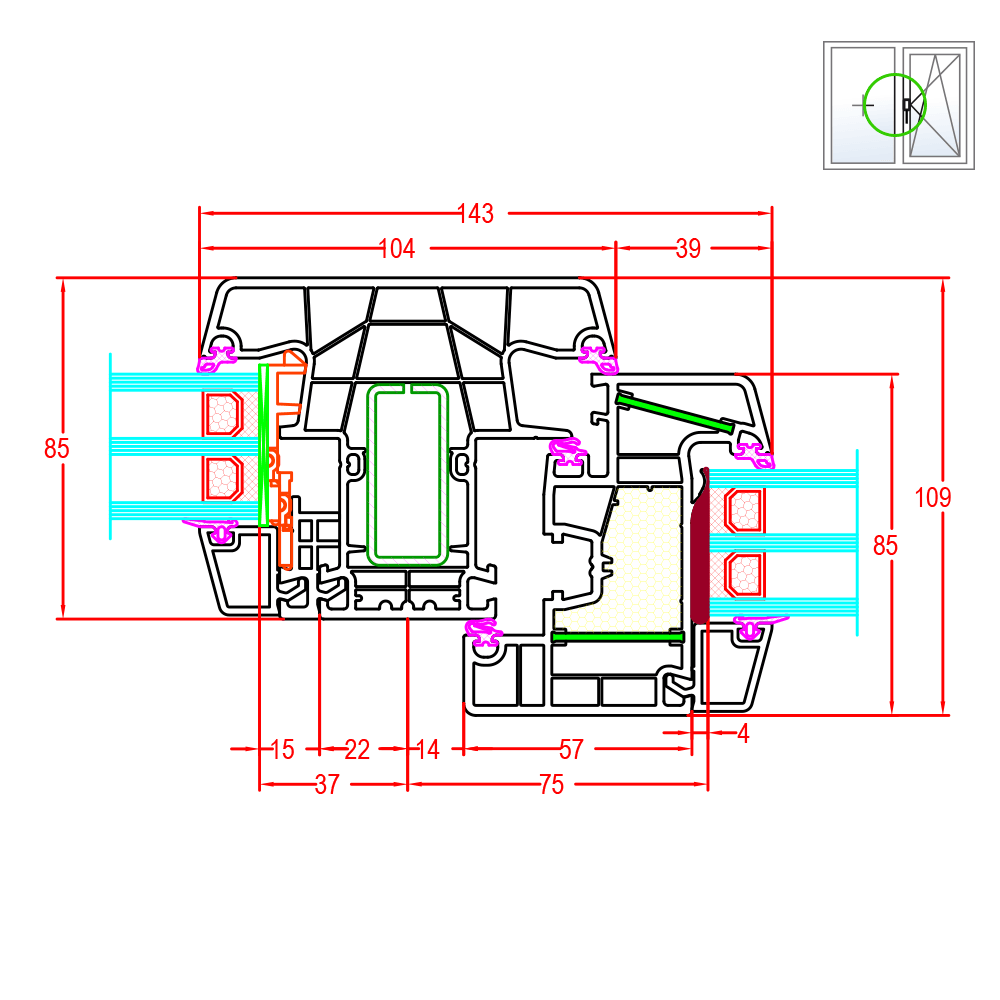 Energeto 8000ED casement with fixed glazing
