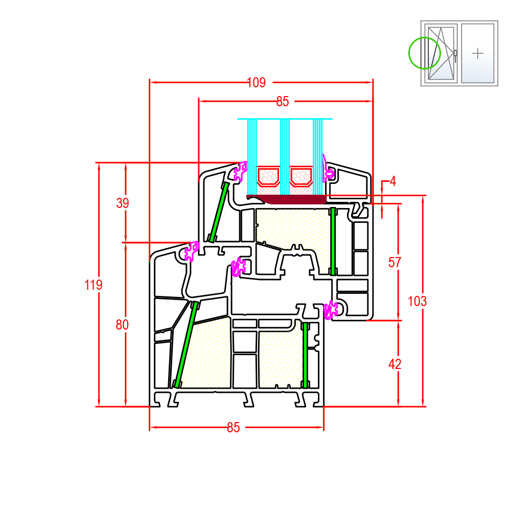 Energeto 8000ED frame and casement