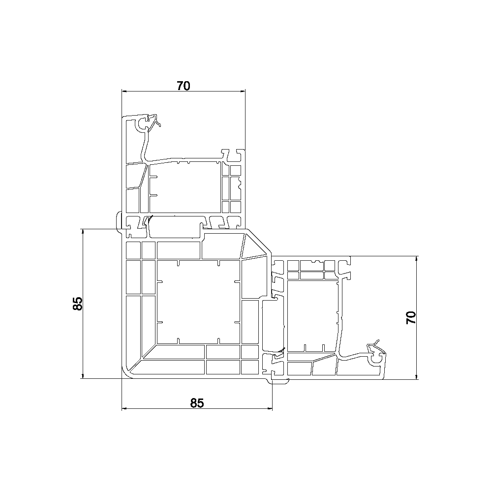 Corner coupling 90° for exterior edge