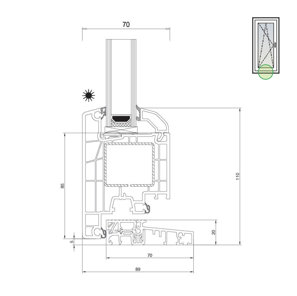 Ideal 5000 French door outwards opening with flat threshold (barrier free)