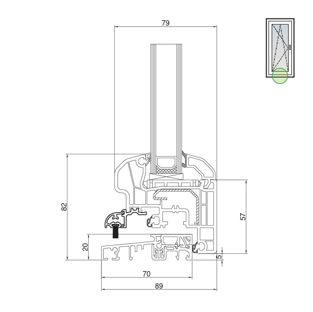 Ideal 5000 French door with flat threshold (barrier free) – variant 2
