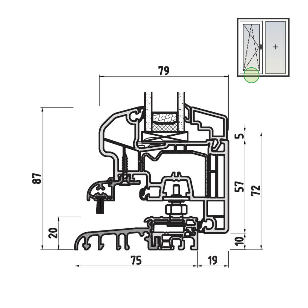 Ideal 5000 French door with flat threshold (barrier free)