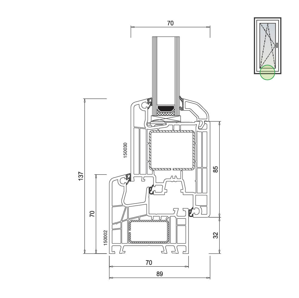 Ideal 5000 French door with large sash and door gear