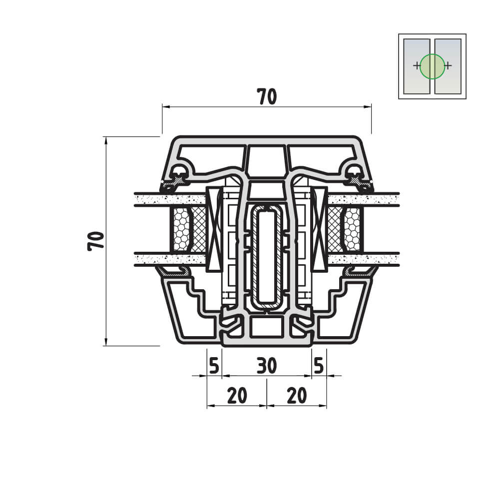 Ideal 5000 with small central jamb and fixed glazing