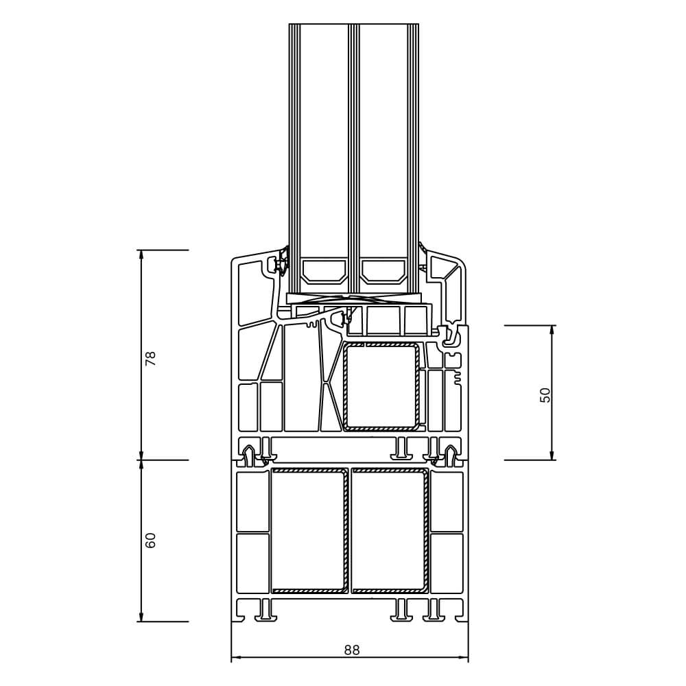 Kömmerling 88 MD 60mm frame extension