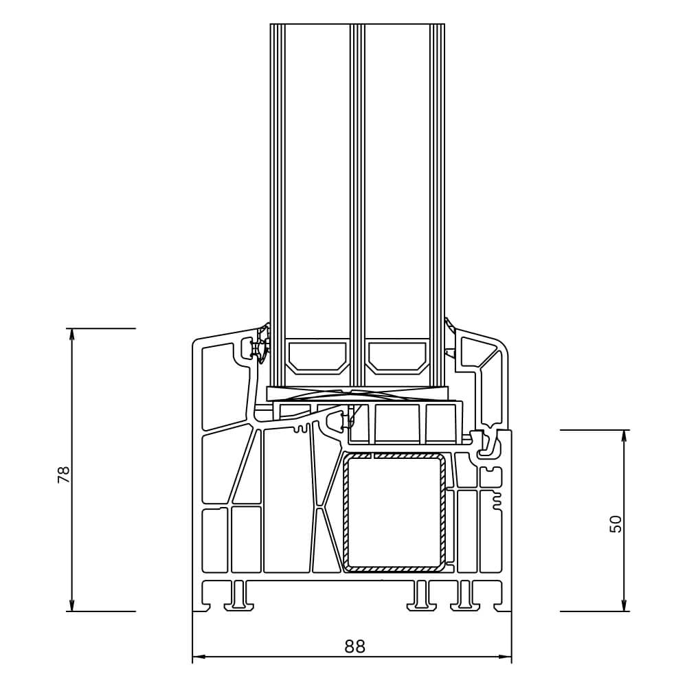 Kömmerling 88 MD fixed glazing