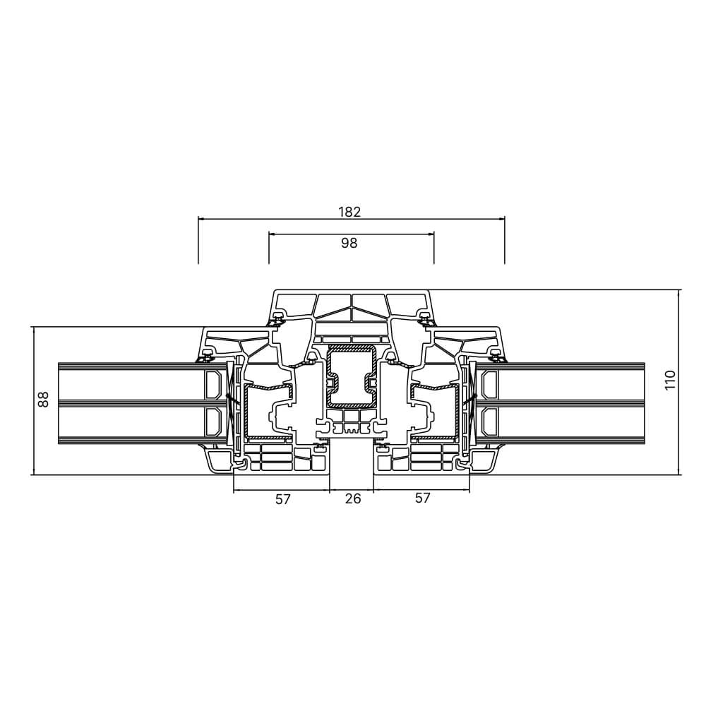 Kömmerling 88 MD central mullion with two sashes