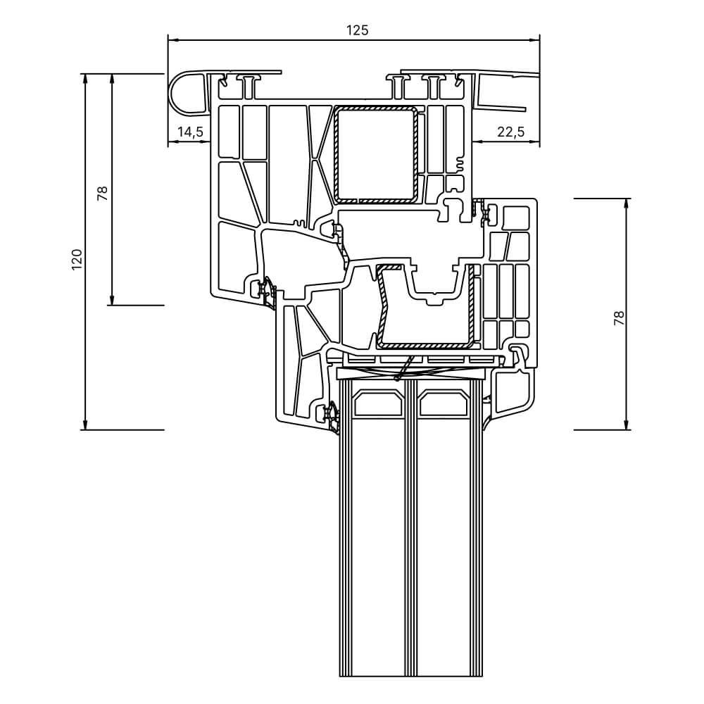 Kömmerling 88 MD sliding profile for roller shutter curtain