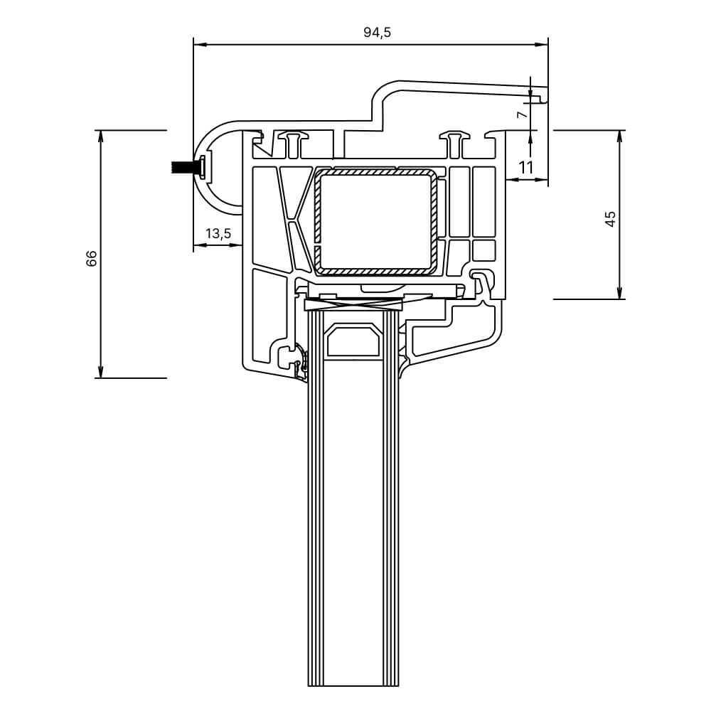 Kömmerling 70 AD sliding profile for roller shutter curtain