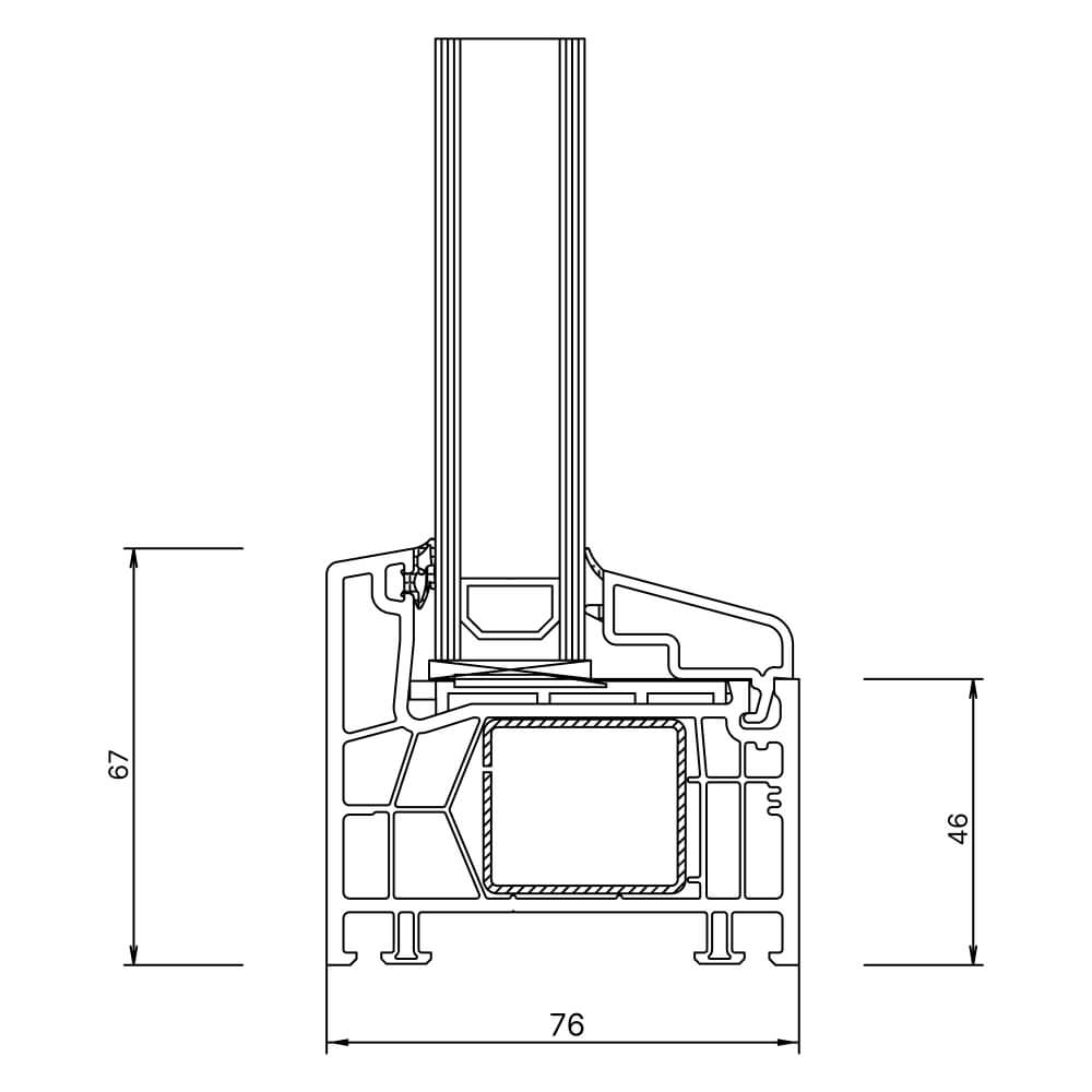 Kömmerling 76 AD fixed glazing