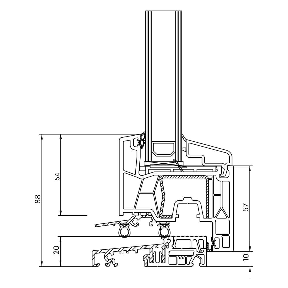 Kömmerling 76 AD french door with flat threshold (barrier free)