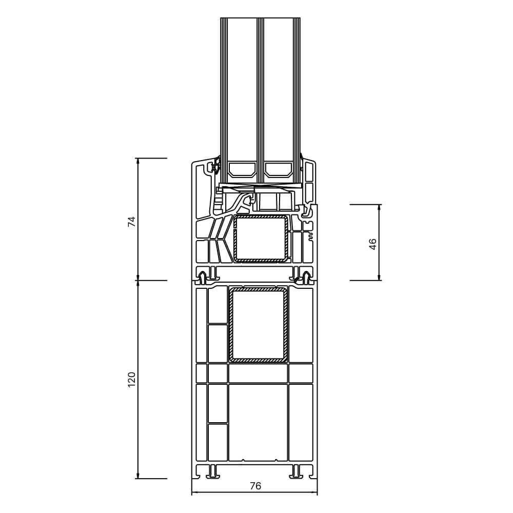 Kömmerling 76 MD 120mm frame extension