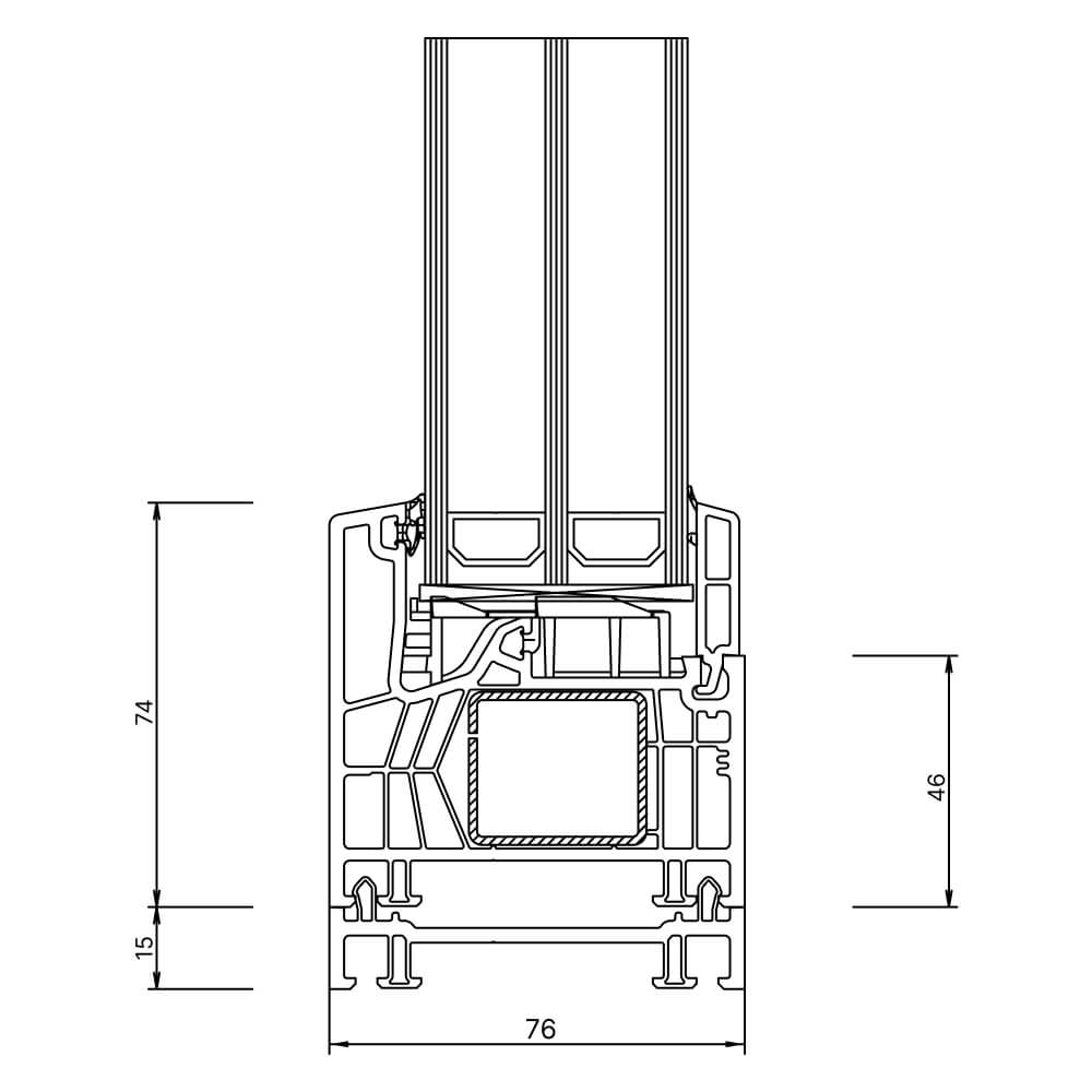 Kömmerling 76 MD 15mm frame extension