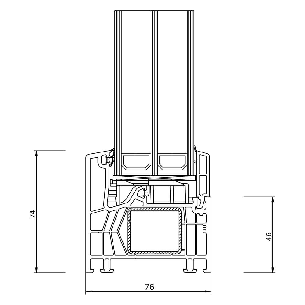 Kömmerling 76 MD fixed glazing