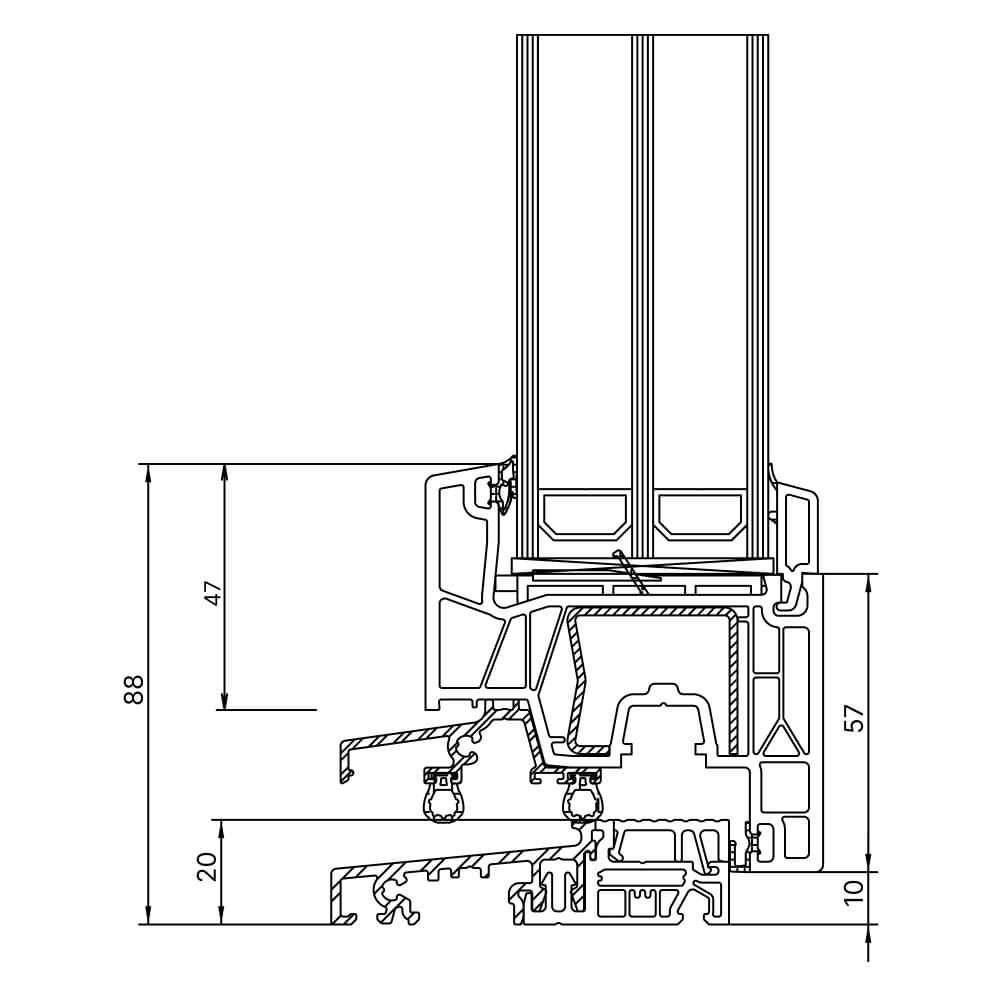 Kömmerling 76 MD french door with flat threshold (barrier free)