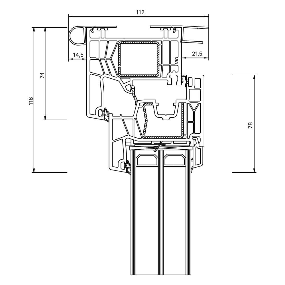 Kömmerling 76 MD new build sliding profile for roller shutter curtain