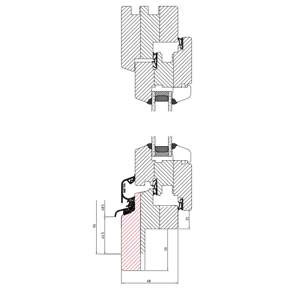 IV 68 - 50 mm window sill profile for older buildings