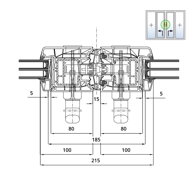 IDEAL Basic - detail of double sash centre
