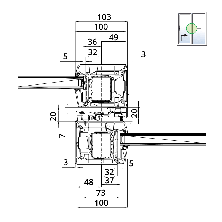 IDEAL Basic - detail of central mullion