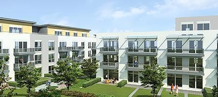Modern apartment block with soundproof windows